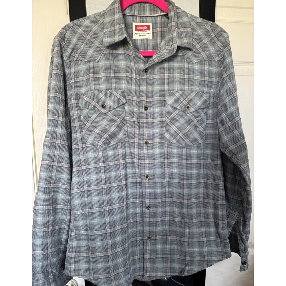 Wrangler Shirt Women's Green Plaid Button Down Western Flannel Shirt Size S/P‎